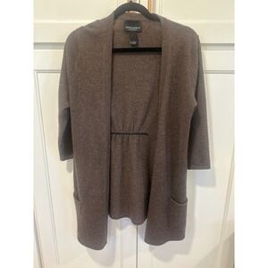 Cynthia Rowley 100% Cashmere Open Front Cardigan Sweater casual Brown Size L